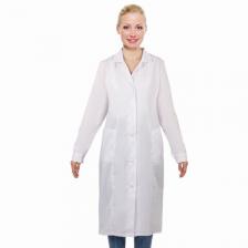 Халат медицинский женский белый, тиси, размер 52-54, рост 158-164, плотность ткани 120 г/м2, 610734
