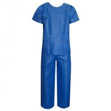 Костюм хирургический нестерильный синий ГЕКСА (рубашка и брюки), размер 56-58, спанбонд 42 г/м2