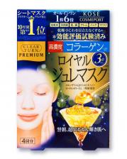 Kose Cosmeport Clear Turn Premium Royal Jelly Mask Премиум маточное молочко, маска для лица, 4шт с коллагеном