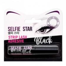 Клей для накладных ресниц с кисточкой, черный, Strip Lash Adhesive Black, Selfie Star 5 г