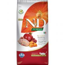 Farmina N&D Pumpkin Cat Grain Free Neutered Quail сухой беззерновой корм для стерилизованных кошек с тыквой, перепелом и гранатом - 5 кг повседневный супер премиум беззерновые для взрослых с перепелкой мешок Импортный корм 1 уп. х 1 шт. х 5 кг
