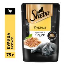 Sheba Pleasure полнорационный влажный корм для кошек, с курицей, ломтики в соусе, в паучах - 75 г повседневный премиум для взрослых с курицей для всех пород паучи Россия 1 уп. х 28 шт. х 2.1 кг