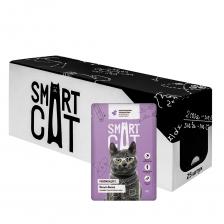Smart Cat "Упаковка 25 шт" Паучи для взрослых кошек и котят кусочки кролика в нежном соусе (2,13 кг)