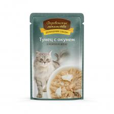 Деревенские лакомства консервы для кошек «Тунец с окунем в нежном желе» (70 г)