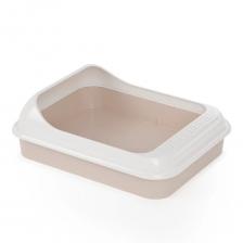 Альтернатива Лоток с бортиками для кошек Мур-мяу, 45х35,5х15 см, бежевый