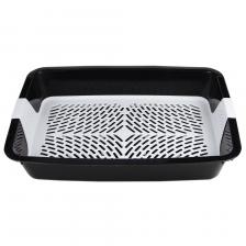 Dogman Туалет большой для кошек, 41х31х7,5 см, черно-белый