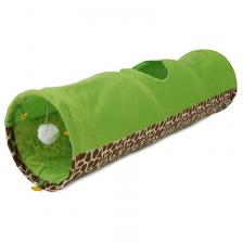 Тоннель для кошек MAJOR шуршащий зеленый с игрушкой 25х90см, полиэстер