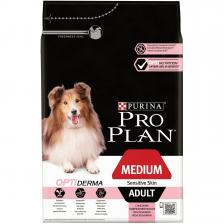 Корм PRO PLAN для взрослых собак средних пород с чувствительной кожей, с высоким содержанием лосося (14 кг)