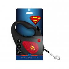Wau Dog Поводок-рулетка WAUDOG с рисунком Супермен Лого Красный, размер M, до25 кг, 5м черная – фото 1
