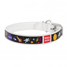 Wau Dog Ошейник WAUDOG Printed с рисунком NASA, премиум кожа, металлическая пряжка (ширина 15 мм, длина 26-35 см) белый Wau Dog Ошейник WAUDOG Printed с рисунком NASA, премиум кожа, металлическая пряжка (ширина 15 мм, длина 26-35 см) белый