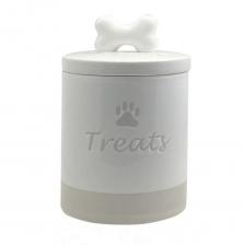 Банка для лакомств Foxie White bone белая керамическая 13,5х13,5х21,5см 1,5л