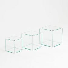 Комплект аквариумов "Матрёшка" куб, белый угол, 16, 27, 43 л