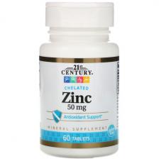 21st Century Zinc Chelate 50 мг, 60 таблеток