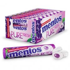 Жевательная резинка MENTOS Pure Fresh Виноград 15.5г, 24 шт. в уп.
