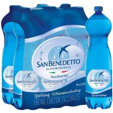 Вода минеральная San Benedetto газированная 1.5 л (6 штук в упаковке)