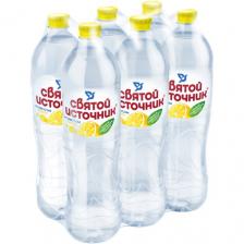 Вода питьевая Святой Источник Лимон, негазированная, ПЭТ, 6 шт. по 1.5 л