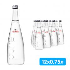 Вода Evian 0.75 литра, без газа, стекло, 12 шт. в уп.