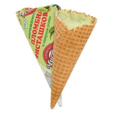 Мороженое «Пломбир фисташковый» в сахарном рожке (Чистая линия), 110г