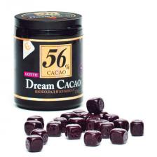 Шоколад LOTTE "Dream Cacao", горький (какао 56%), в кубиках, в пластиковой банке, 106 г