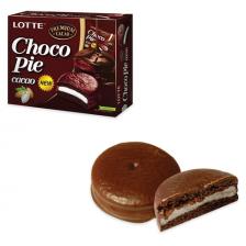 Печенье LOTTE "Choco Pie Cacao" ("Чоко Пай Какао"), глазированное, картонная упаковка, 336 г, 12 шт. х 28 г