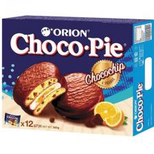 Печенье ORION "Choco Pie Chocochip" c апельсином и кусочками шоколада, 360 г (12 штук х 30 г)