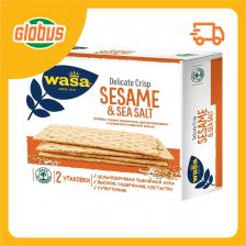 Хлебцы тонкие пшеничные цельнозерновые Wasa тонкие Delicate Crisp Sesame & Sea salt кунжут-морская соль
