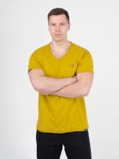 Мужская футболка «Великоросс» горчичного цвета V ворот – фото 3