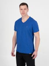 Мужская футболка «Великоросс» синего цвета V ворот