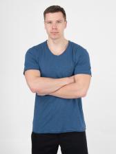 Мужская футболка «Великоросс» тёмно-синего цвета V ворот – фото 3