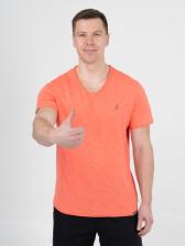 Мужская футболка «Великоросс» персикового цвета V ворот – фото 3