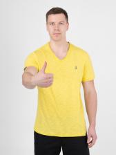 Мужская футболка «Великоросс» желтого цвета V ворот – фото 2