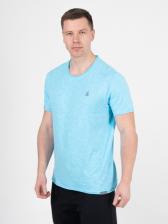 Мужская футболка «Великоросс» ярко-бирюзового цвета круглый ворот