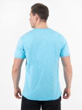 Мужская футболка «Великоросс» ярко-бирюзового цвета V ворот – фото 4