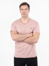 Мужская футболка «Великоросс» бело-лилового цвета V ворот – фото 3