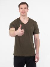 Мужская футболка «Великоросс» цвета хаки V ворот – фото 3