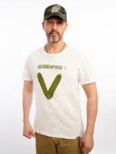 Мужская футболка «Vеликоросс – Zдорово!» белого цвета круглый ворот
