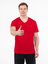 Мужская футболка «Великоросс» алого цвета V ворот – фото 4
