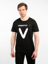 Мужская футболка «Vеликоросс – Zдорово!» чёрного цвета круглый ворот
