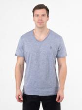 Мужская футболка «Великоросс» цвета серый меланж V ворот – фото 1