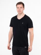 Мужская футболка «Великоросс» черного цвета V ворот – фото 1