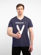 Мужская футболка «Vеликоросс – Zдорово!» цвета неви V ворот