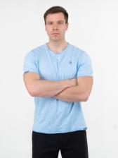 Мужская футболка «Великоросс» небесно-голубого цвета круглый ворот – фото 3