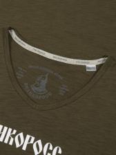 Мужская футболка «Vеликоросс – Zдорово!» цвета хаки V ворот – фото 4
