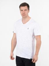 Мужская футболка «Великоросс» белого цвета V ворот – фото 1