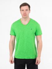 Мужская футболка «Великоросс» травяного цвета V ворот – фото 1