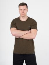 Мужская футболка «Великоросс» цвета хаки круглый ворот – фото 3