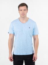 Мужская футболка «Великоросс» небесно-голубого цвета V ворот – фото 1
