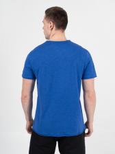 Мужская футболка «Великоросс» синего цвета V ворот – фото 4
