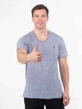 Мужская футболка «Великоросс» цвета серый меланж V ворот – фото 2