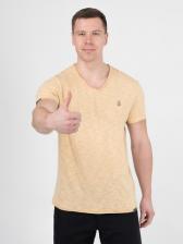 Мужская футболка «Великоросс» бежевого цвета V ворот – фото 2